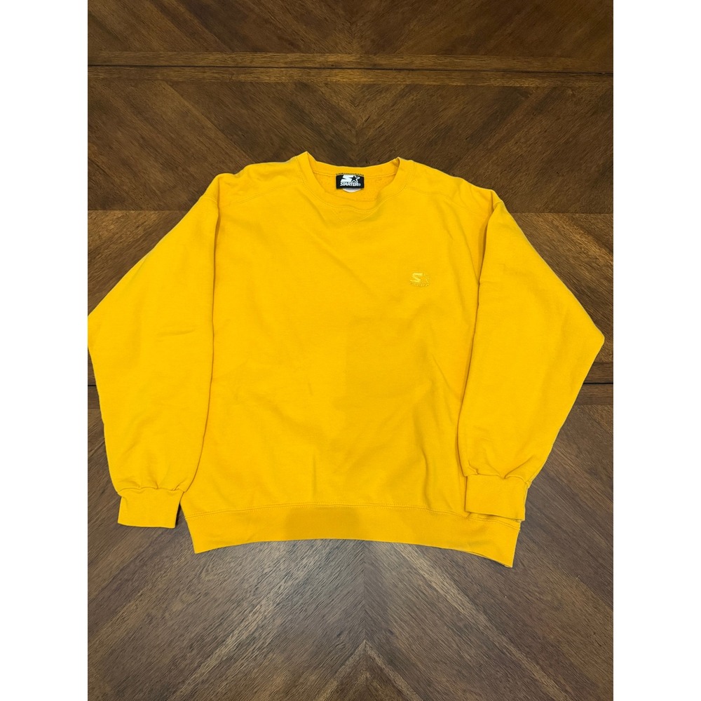 Vintage Starter Crewneck Sweatshirt Mens Medium Yellow Embroidered‎ Logo Fleece